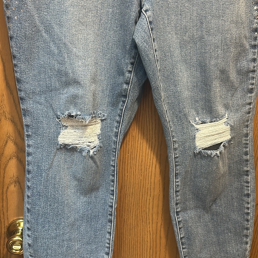 Judy Blue Jeans Womens 20W Blue Denim & Diamonds Rhinestone Slim Fit - Picture 3 of 9